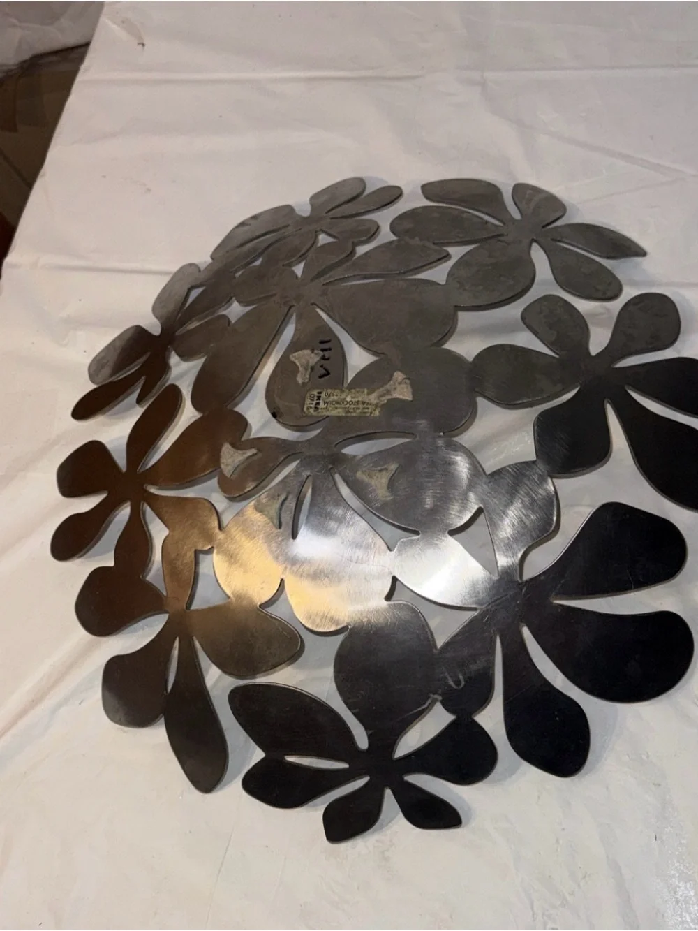 IKEA Stockholm floral fruit bowl in stainless steel, designed by Monika Mulde